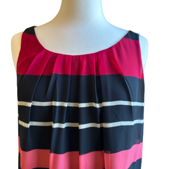 COPY - NEW YORK & COMPANY Dress Sheath Stripe Pleated Lined Sleeveless Polyeste… - Picture 4 of 10